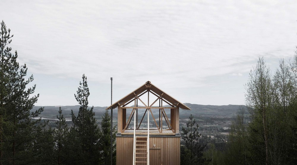 Деревянный отель с видом на горы Эсбергет в Швеции