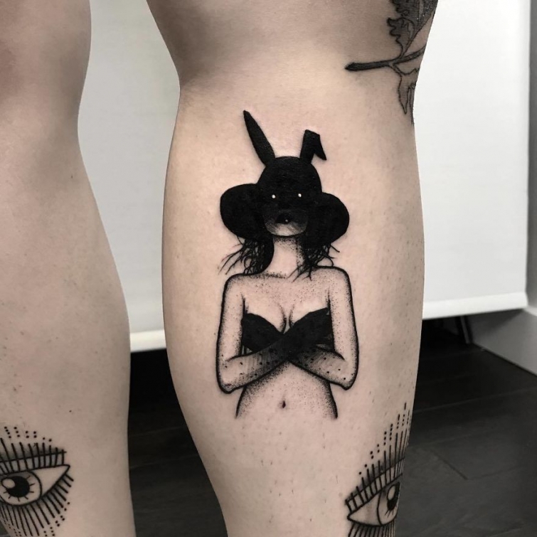 Мрачные чёрно-белые татуировки, которые пугают и завораживают