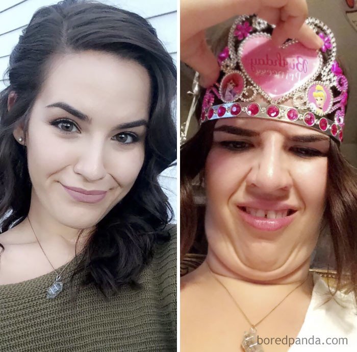 Симпатичные девушки корчат рожи: до и после