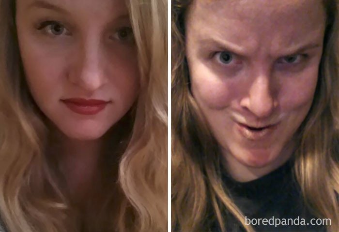 Симпатичные девушки корчат рожи: до и после