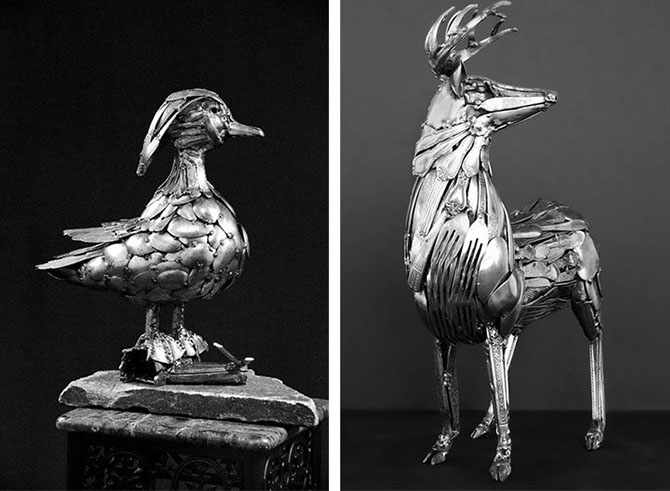 Скульптуры из столовых приборов от Гари Хоуи