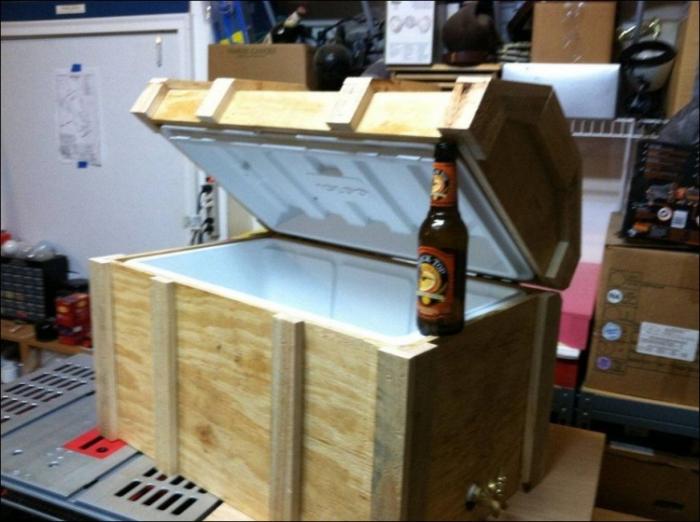 Холодильник для пива в виде пиратского сундука с сокровищами