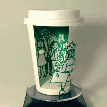 Потрясающие рисунки на чашках Starbucks