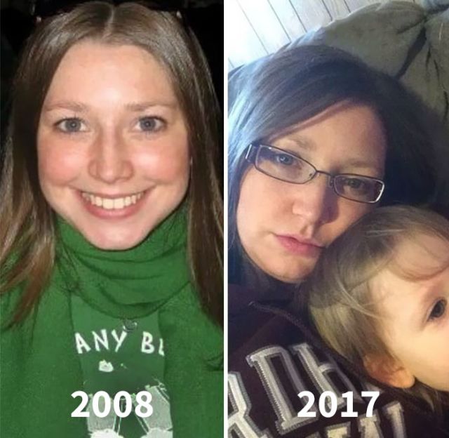 Молодые родители до и после появления детей