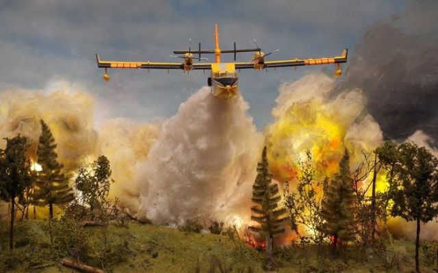 Необычное фото тушения лесного пожара