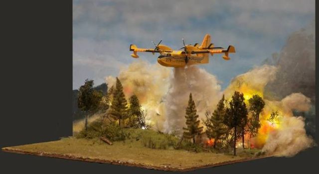 Необычное фото тушения лесного пожара