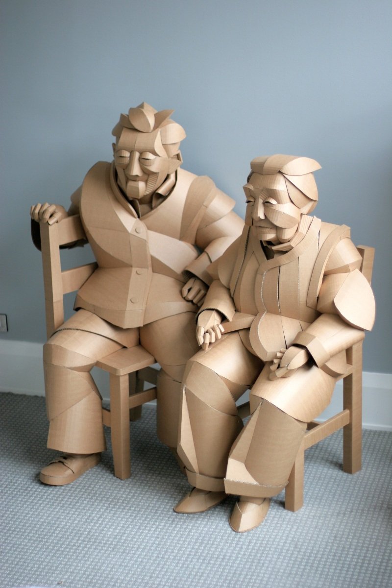 Картонные скульптуры жителей китайской деревни
