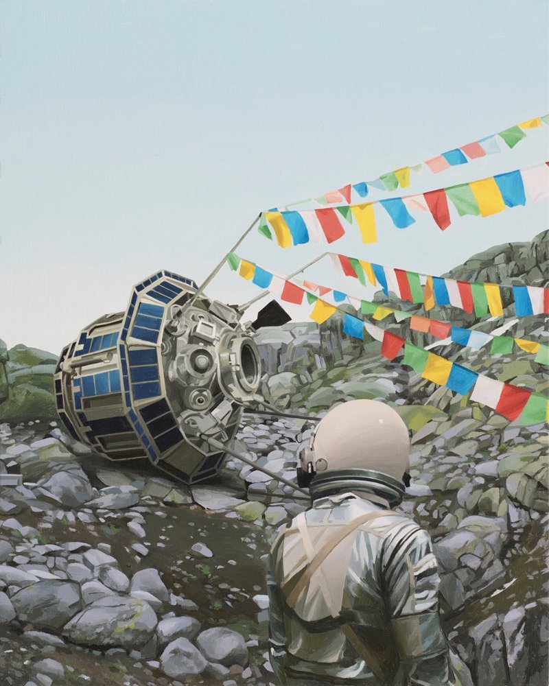 Одинокий астронавт на обломках цивилизации