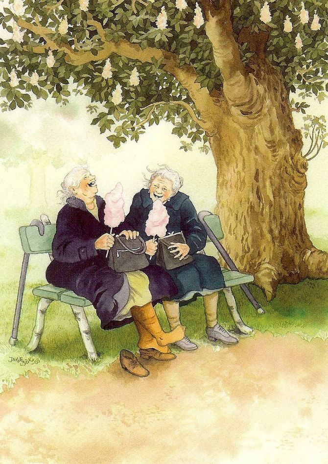 Серия открыток с неунывающими старушками
