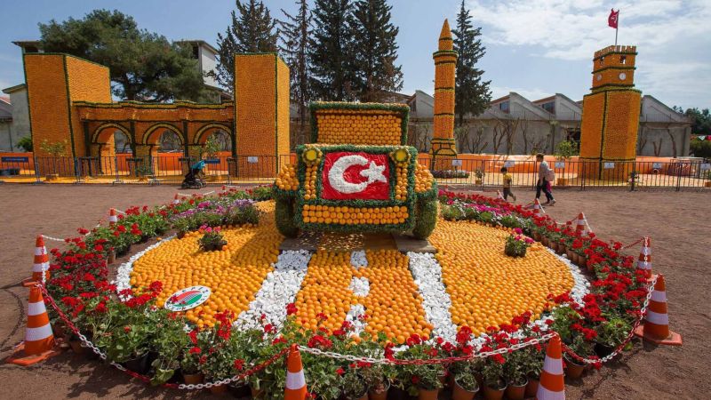 Турецкий карнавал со скульптурами из цитрусовых