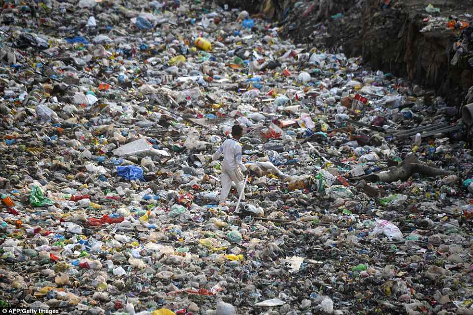 Индийские трущобы полностью завалены мусором