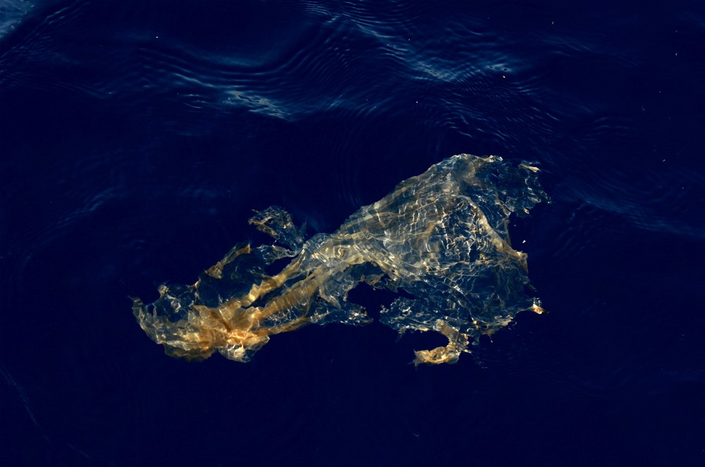 Мусорный остров в тихом океане со спутника
