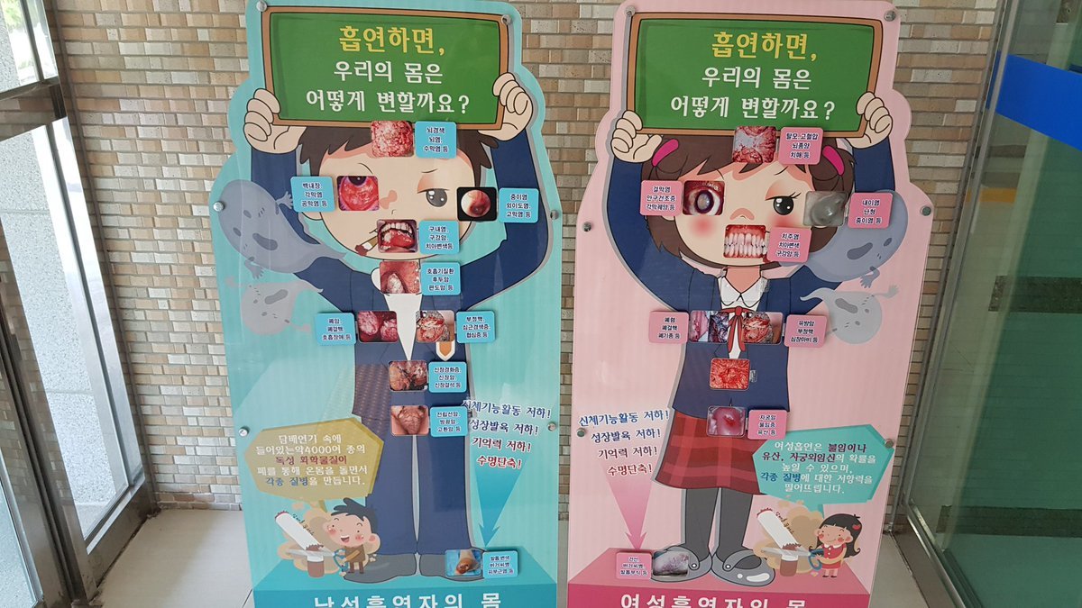 Антитабачные плакаты в школах Южной Кореи
