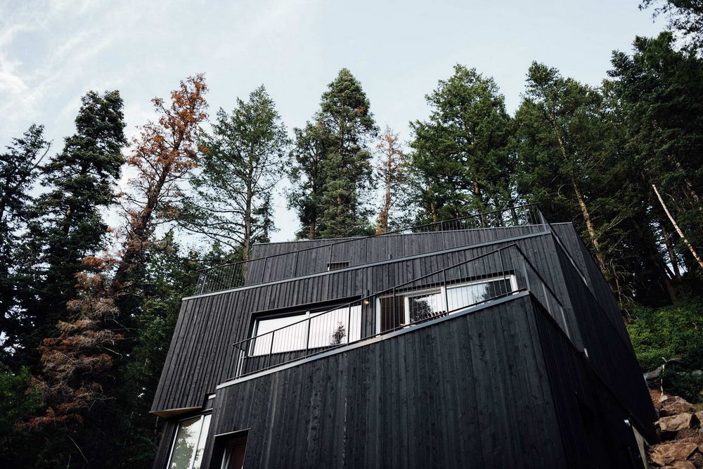 Деревянный дом на лесном склоне в США