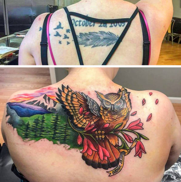 Татуировки до и после доработки мастерами