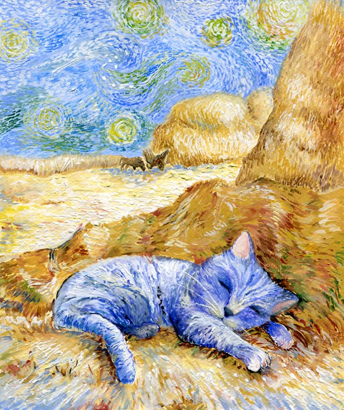 Кошки в стиле знаменитых художников и направлений живописи