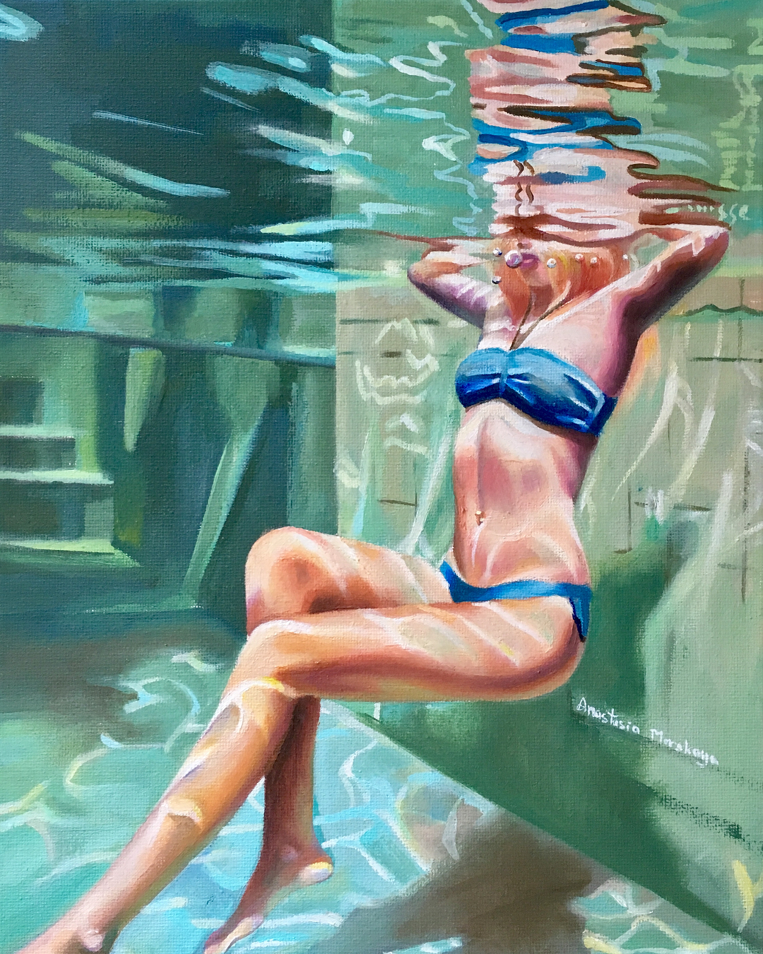 Девушка в купальнике живопись