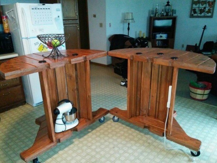 Столики и мебель из старых кабельных катушек