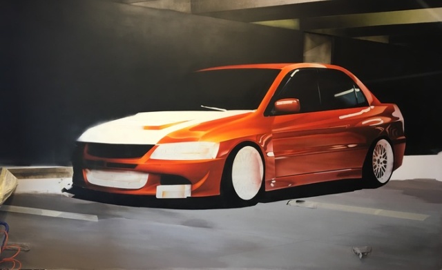 Реалистичный рисунок спорткара Mitsubishi Lancer Evo