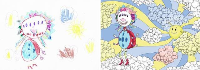 Профессиональные иллюстраторы перерисовывают детские рисунки