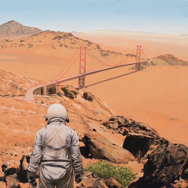 Одинокий астронавт в серии работ художника Скотта Листфилда