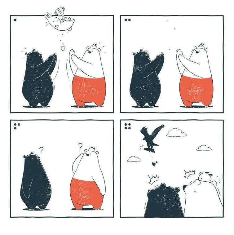 Забавные и иногда мрачноватые комиксы про медведя и его друзей
