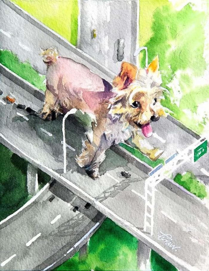 Акварельные рисунки собак от художника Draw An