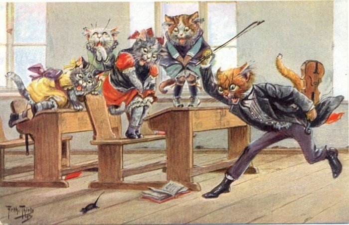 Немецкие ученые котики на старых открытках