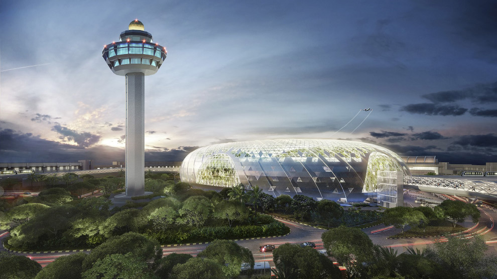 Уникальное сооружение Jewel Changi Airport в известном аэропорту