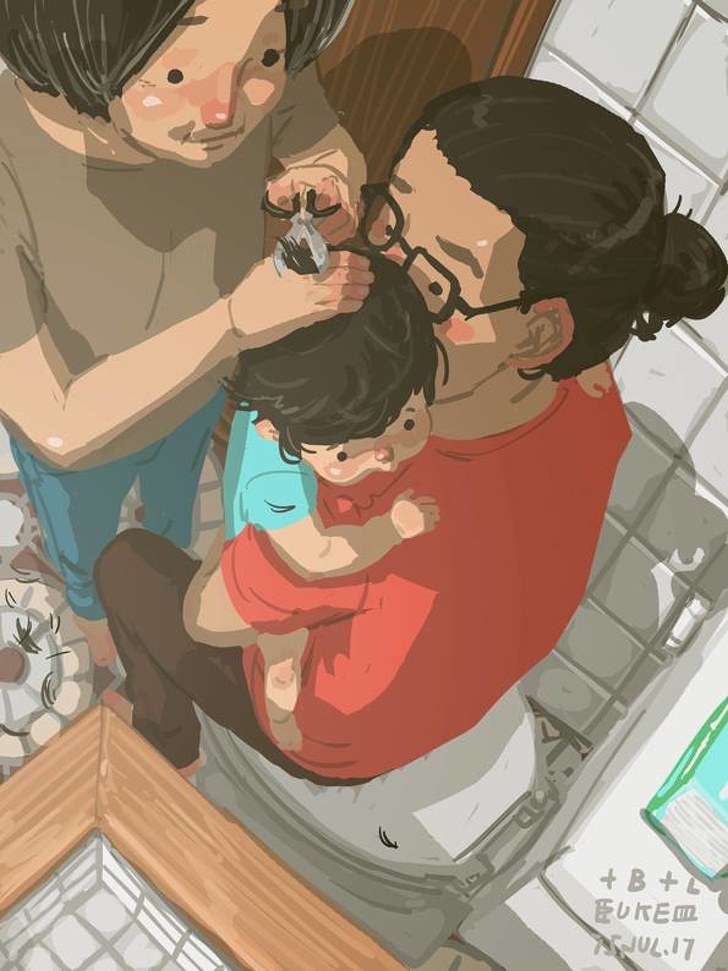 Трогательные иллюстрации о жизни отца-одиночки