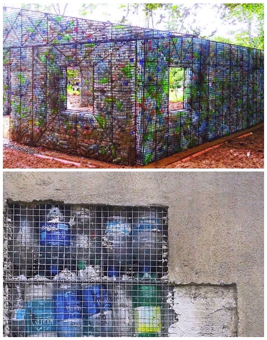 Житель Канады построил деревню из пластиковых бутылок