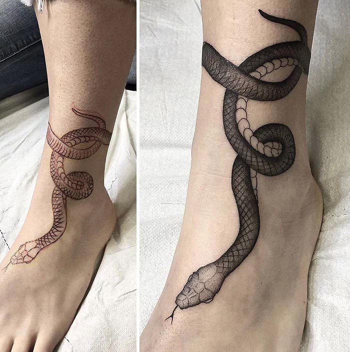Креативные татуировки на ногах