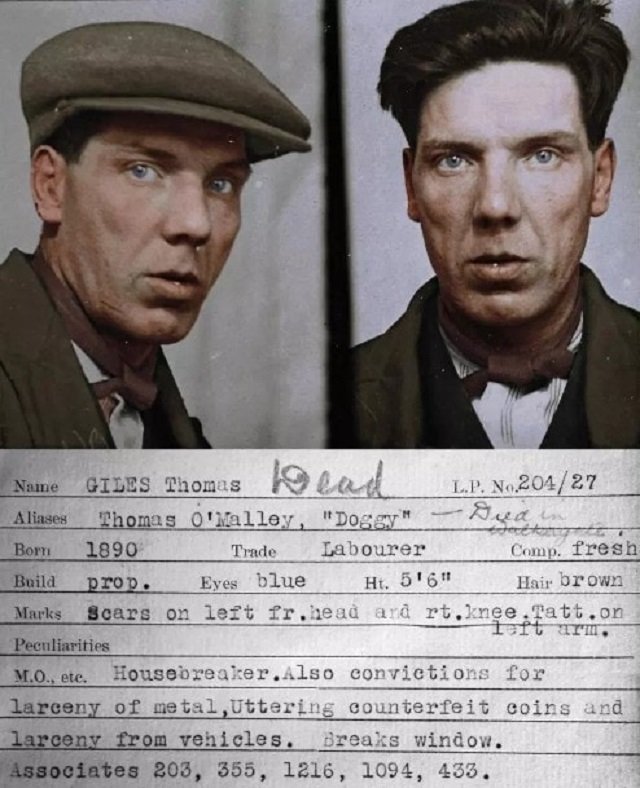 Ирландский художник колоризировал снимки британских преступников 1920-30-х годов