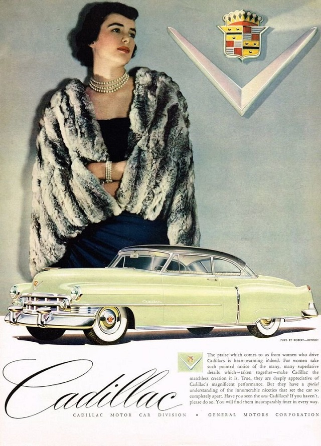 Женщины на рекламных постерах Cadillac начала 50-х годов