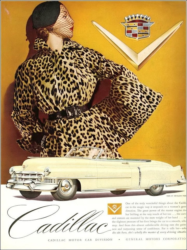 Женщины на рекламных постерах Cadillac начала 50-х годов