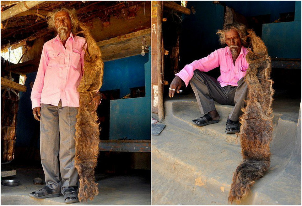 Индиец уже 40 лет не стрижет и не моет волосы