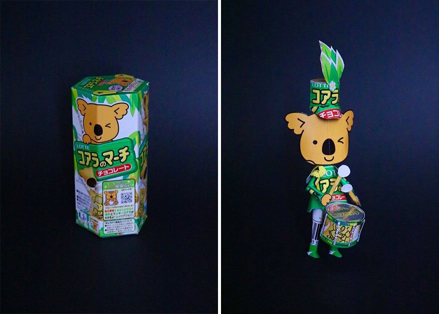 Японец создает произведения искусства из упаковок от продуктов