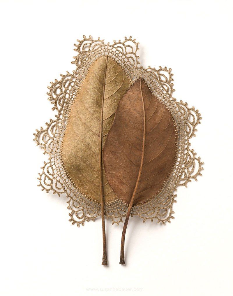 Вязание крючком на опавших листьях