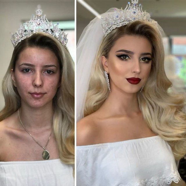 Невесты до и после профессионального макияжа на снимках
