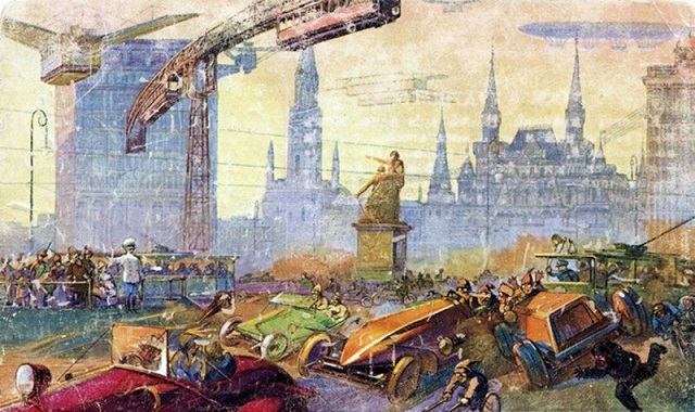 Как художники в 1914 году представляли себе Москву XXIII века