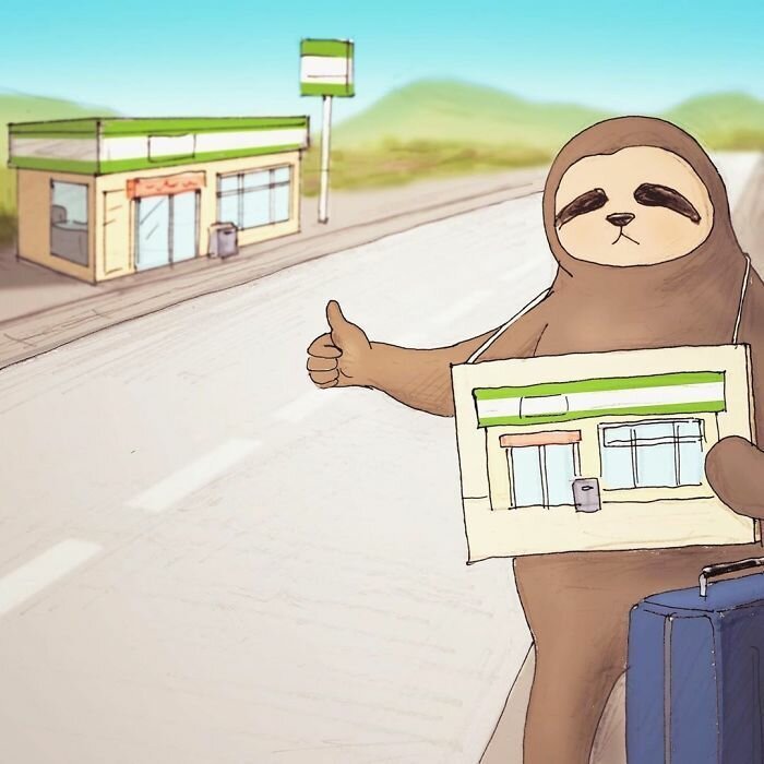 Комиксы о сложной жизни ленивцев в человеческом мире