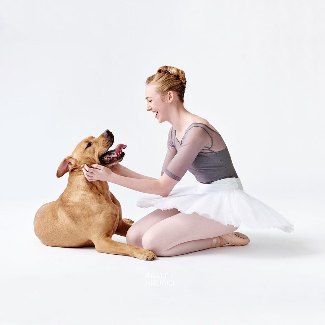 Снимки танцоров с собаками в фотопроекте