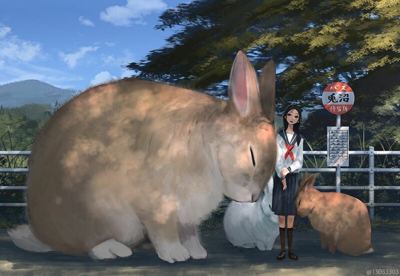 Японская художница создала волшебный мир с огромными животными