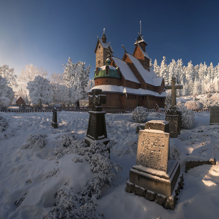 Красота зимних гор в Польше