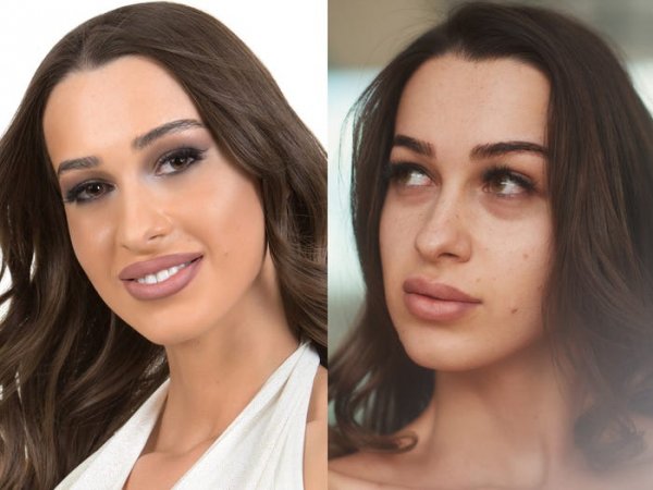 Участницы конкурса Мисс Вселенная с макияжем и без него