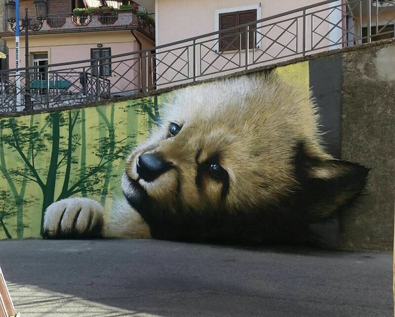Итальянский стрит-арт художник вписывает 3D-картины в уличную среду