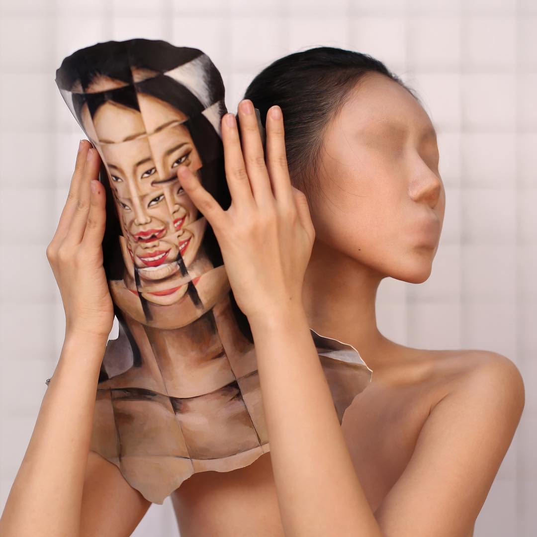Художница создаёт впечатляющие оптические иллюзии на своём лице