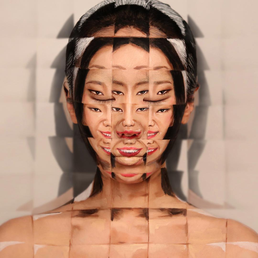 Художница создаёт впечатляющие оптические иллюзии на своём лице