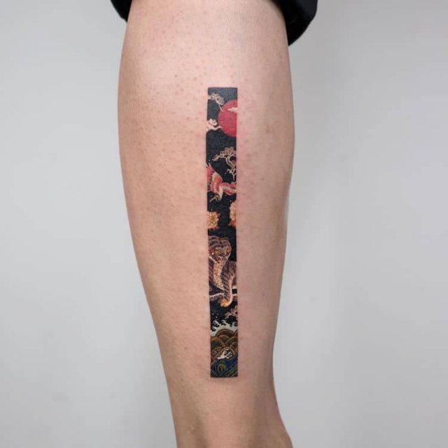 Прямоугольные татуировки от южнокорейской тату-художницы
