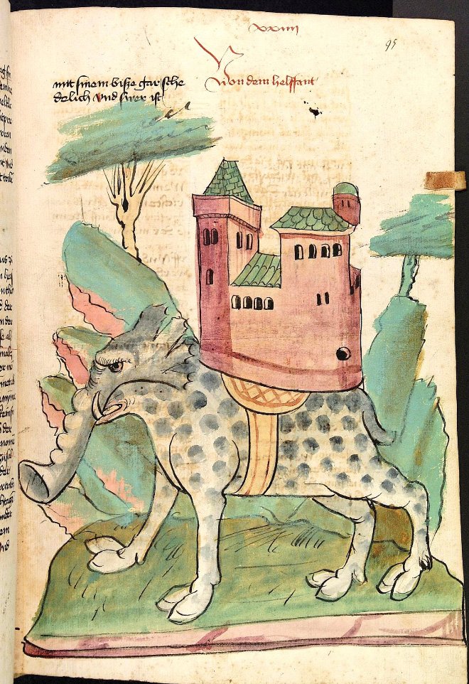 Как художники Средневековья изображали слонов